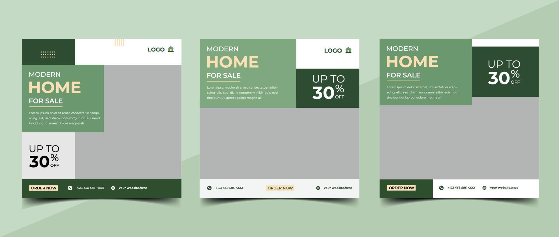 Modern home sale and home interior banner for social media post and digital marketing pro vector. vector