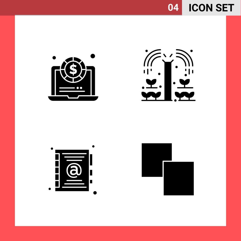 4 Icon Pack Solid Style Glyph Symbols on White Background Simple Signs for general designing vector