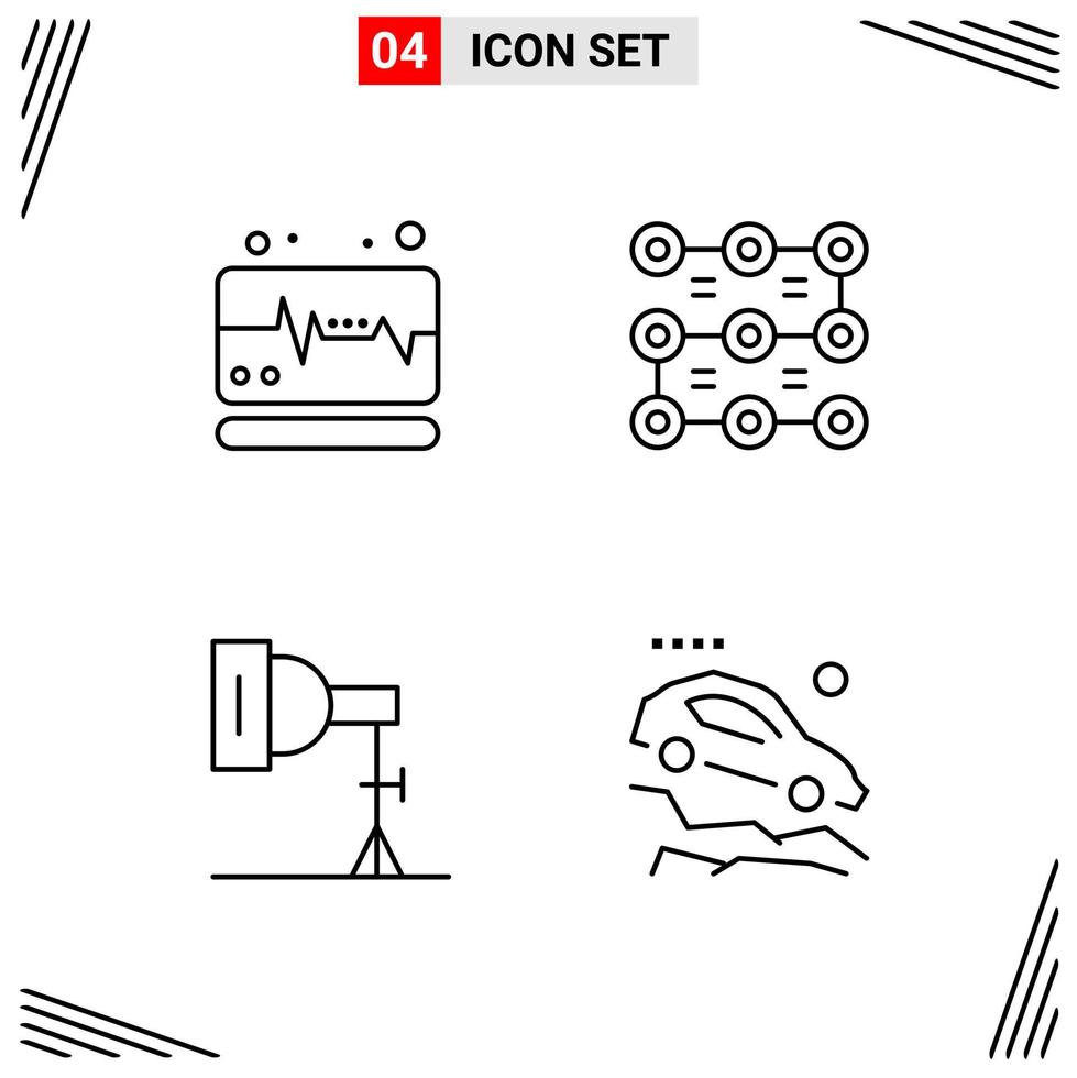 4 Icons Line Style Grid Based Creative Outline Symbols for Website Design Simple Line Icon Signs Isolated on White Background 4 Icon Set vector