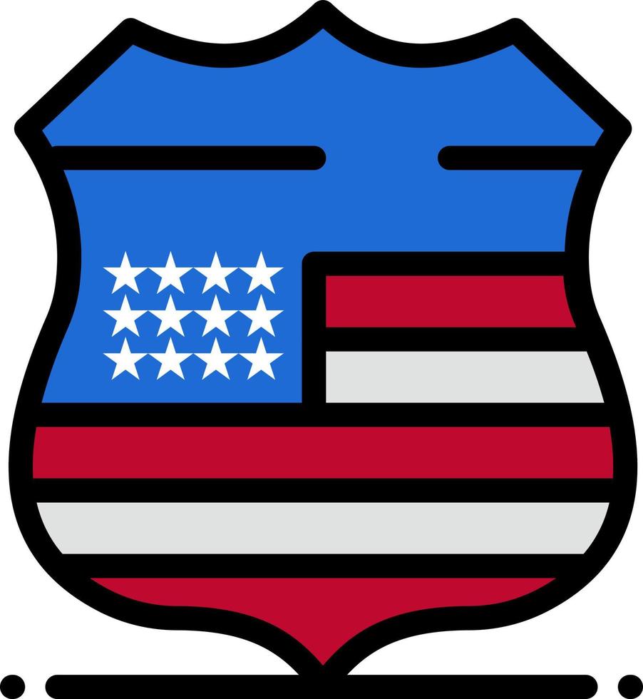 Shield Sign Usa Security  Flat Color Icon Vector icon banner Template