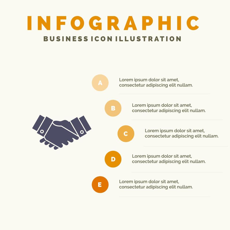 Agreement Deal Handshake Business Partner Solid Icon Infographics 5 Steps Presentation Background vector