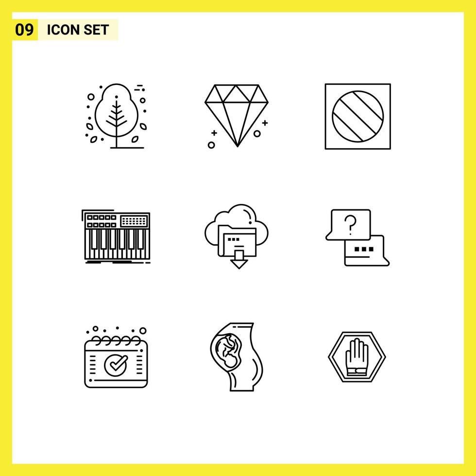 9 Universal Outlines Set for Web and Mobile Applications arrow synthesizer editing synthesiser keyboard Editable Vector Design Elements