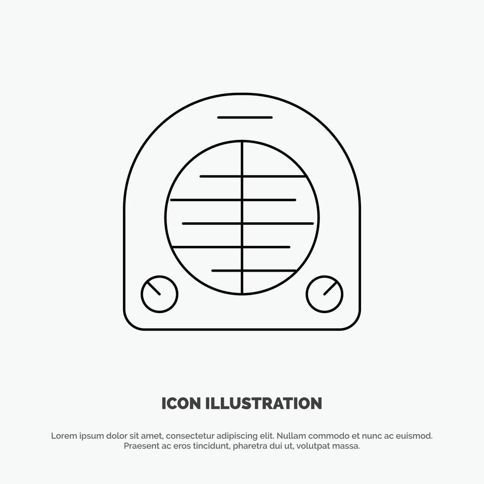 Fan Heater Heating Home Vector Line Icon