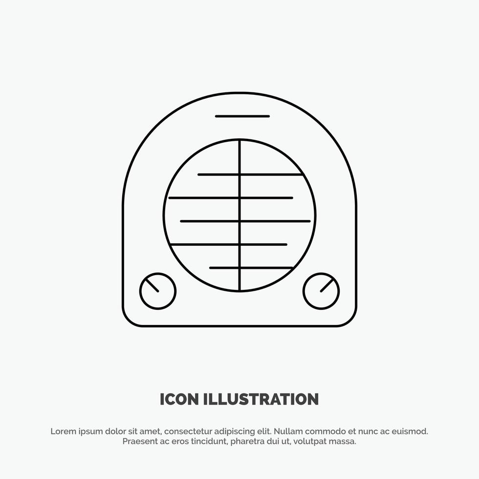 Fan Heater Heating Home Vector Line Icon
