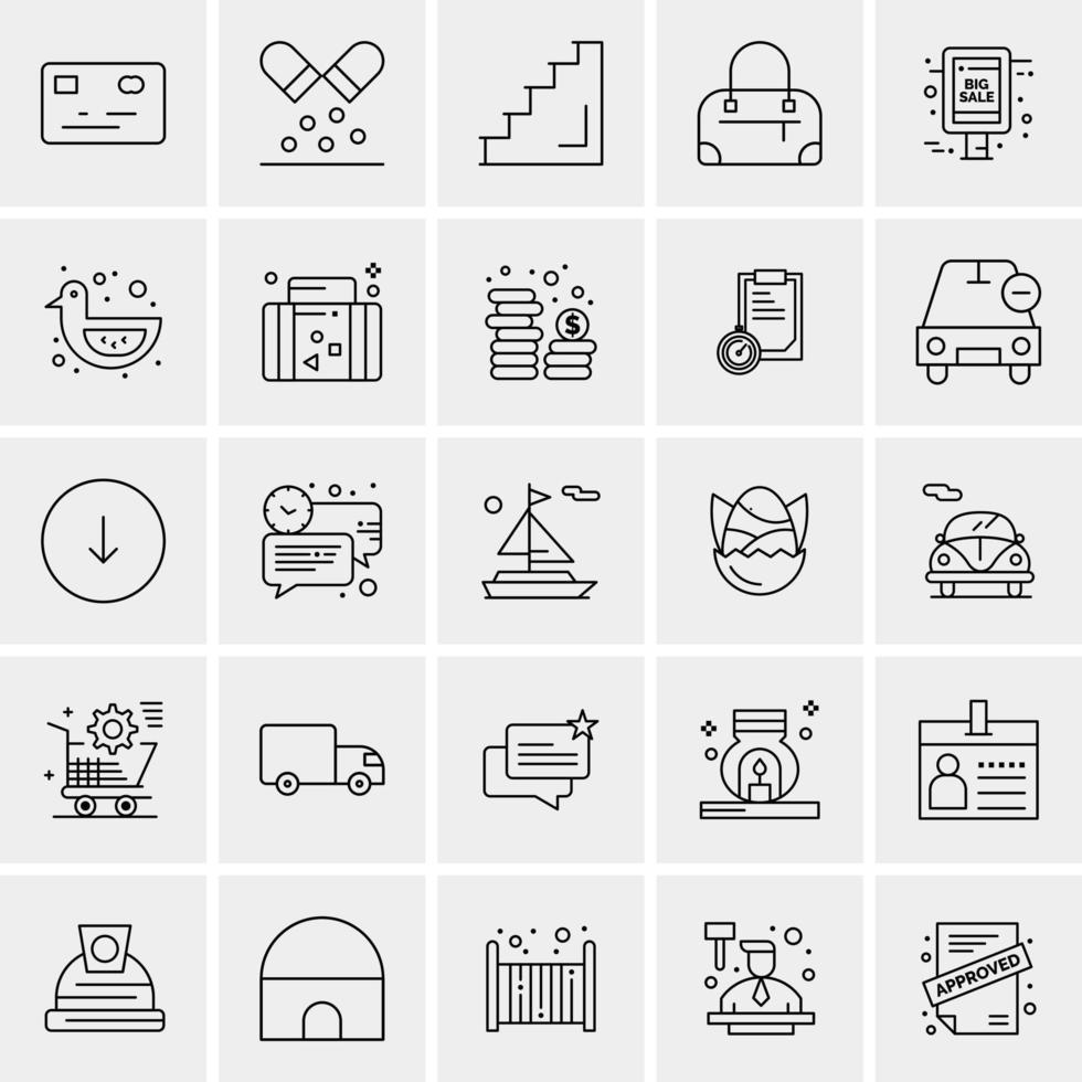 25 iconos de negocios universales vector ilustración de icono creativo para usar en proyectos relacionados con la web y dispositivos móviles