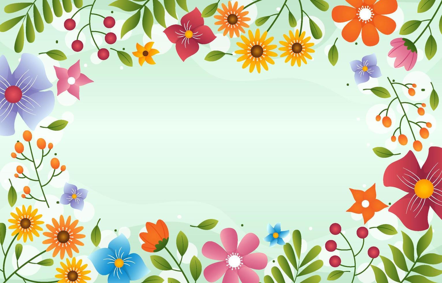 Spring Floral Border Background vector