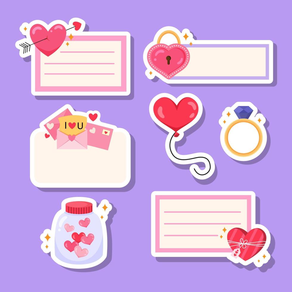 Valentine Sticker Note Journal Template vector