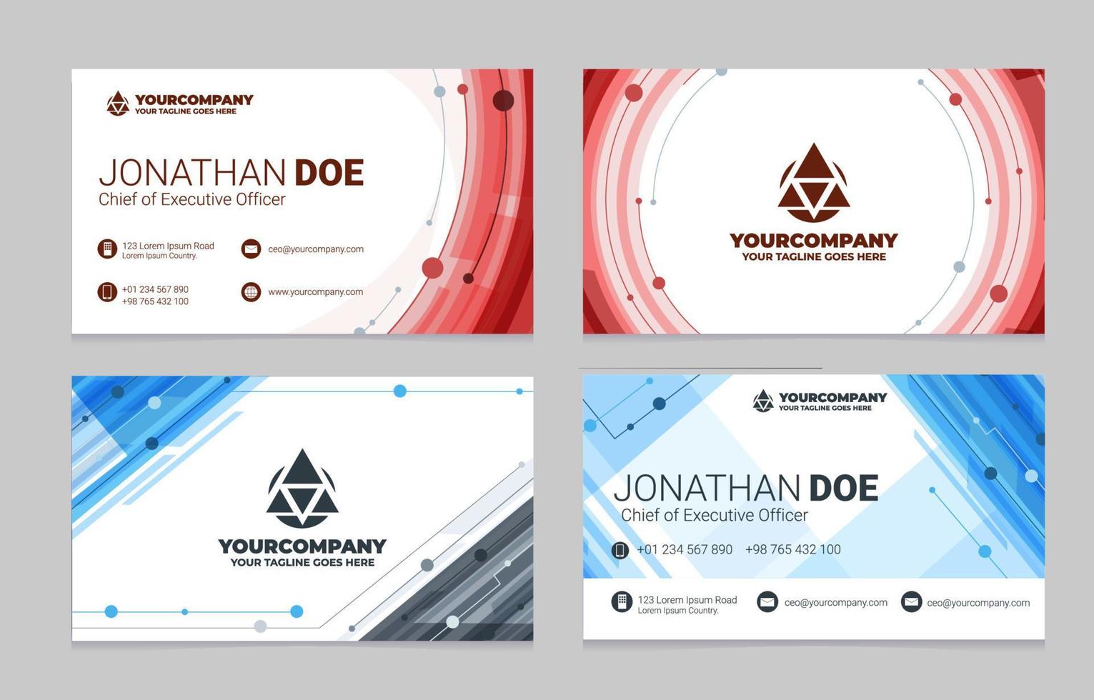 Red Blue Geometric Name Card Template vector