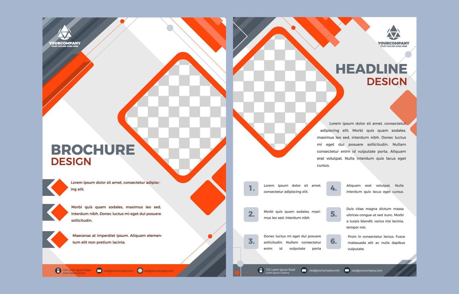 Grey Orange Geometric Design Brochure vector