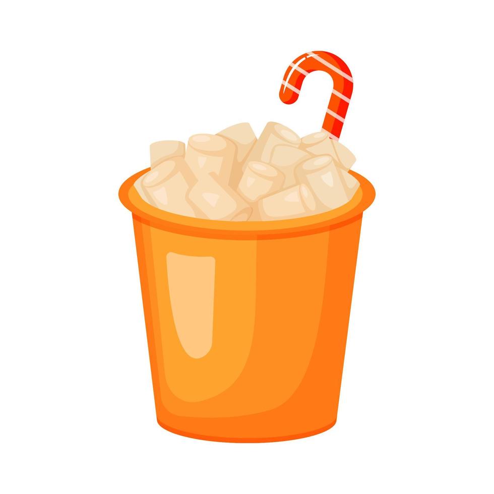 Christmas cocoa with marshmallow and candy vector