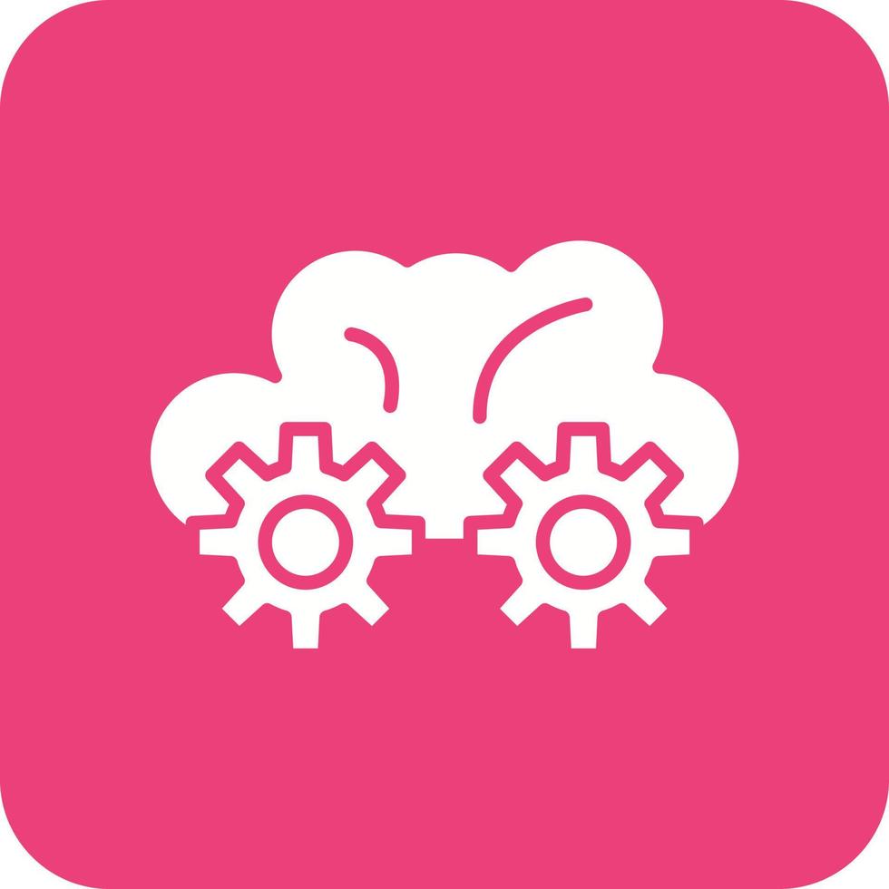Cloud Settings Glyph Round Corner Background Icon vector