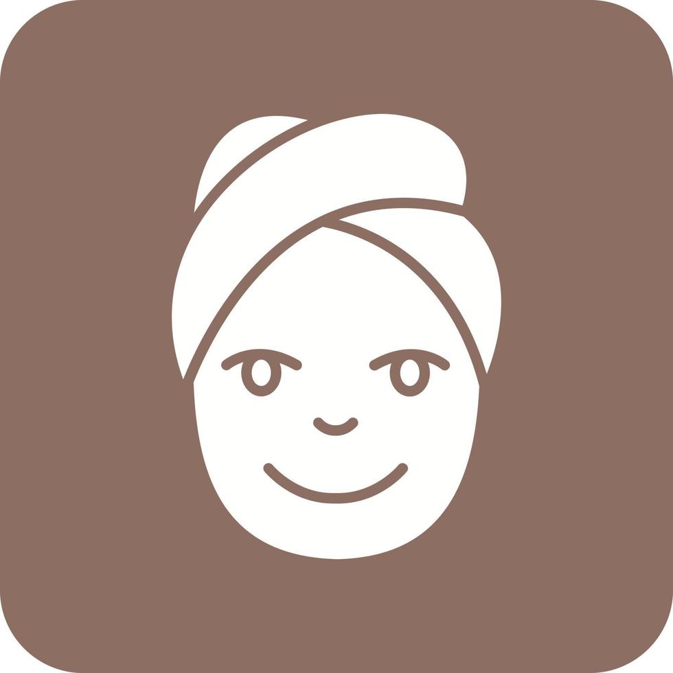 Head Towel Glyph Round Corner Background Icon vector
