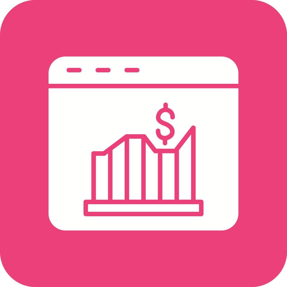 Website Statistics Glyph Round Corner Background Icon vector