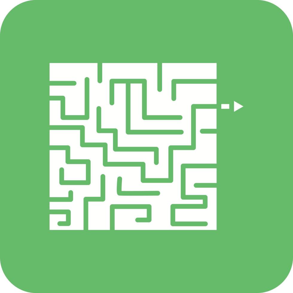 Maze Solution Glyph Round Corner Background Icon vector