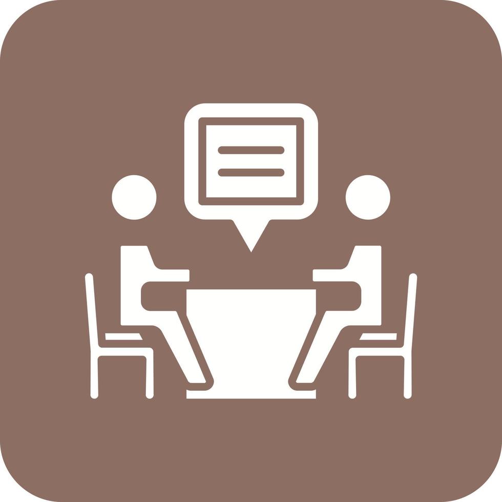 Interview Glyph Round Corner Background Icon vector