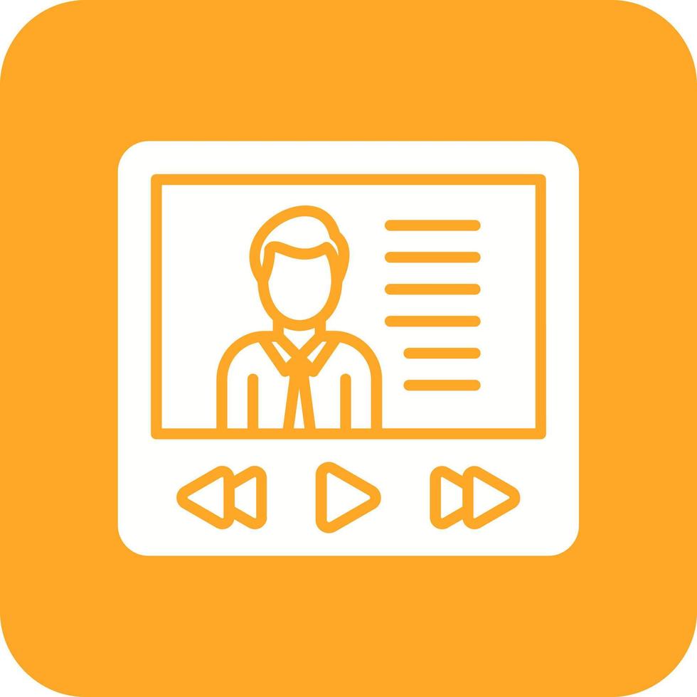 Video Lecture Glyph Round Corner Background Icon vector