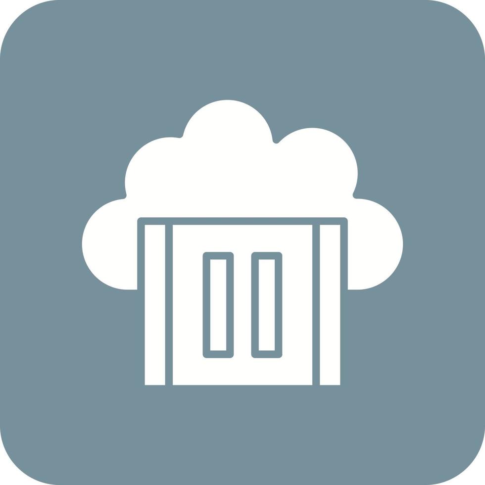 Cloud Video Pause Glyph Round Corner Background Icon vector