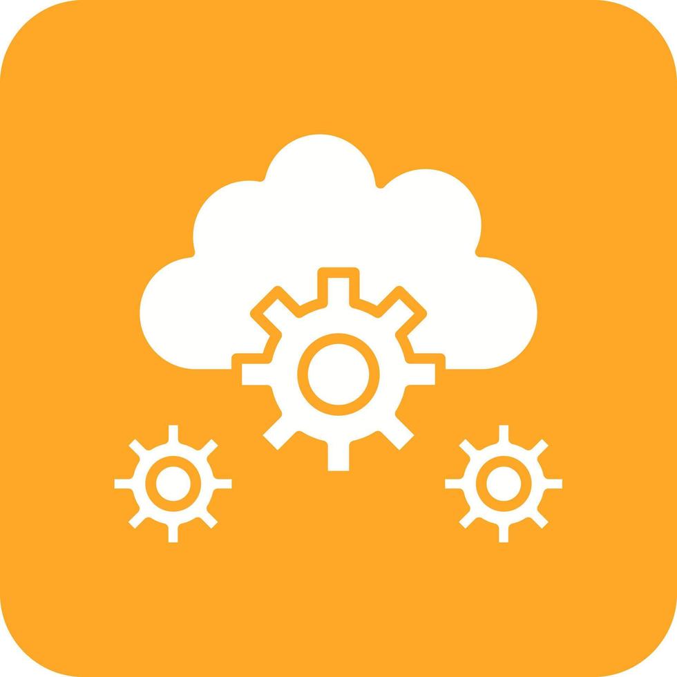 Cloud Setting Glyph Round Corner Background Icon vector
