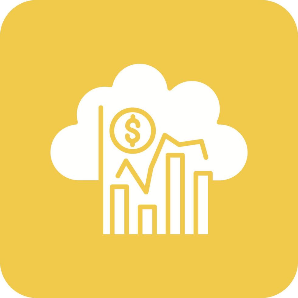 Cloud Statistics Glyph Round Corner Background Icon vector