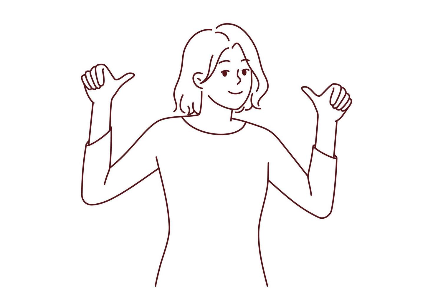 Happy woman point at herself vector