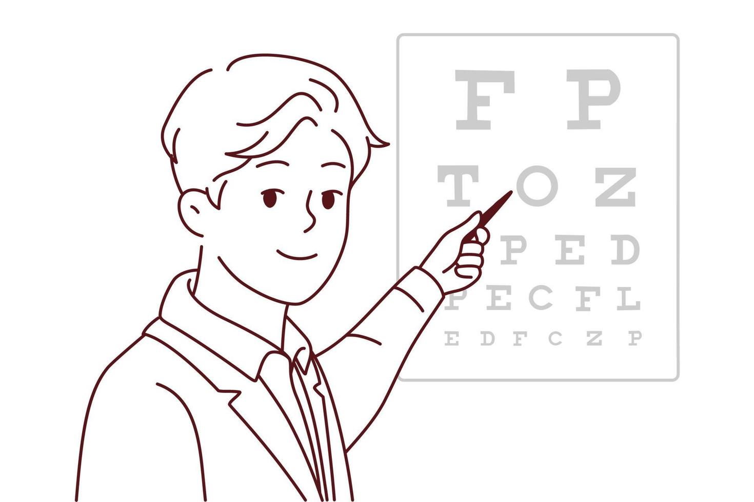Male eye doctor do checkup for patient vector