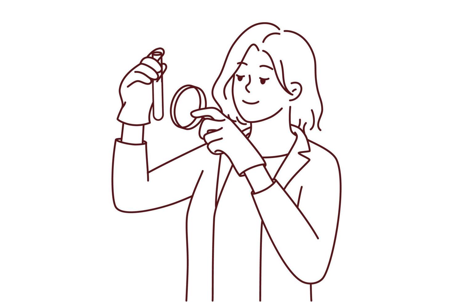 Female scientist work with tube in laboratory vector