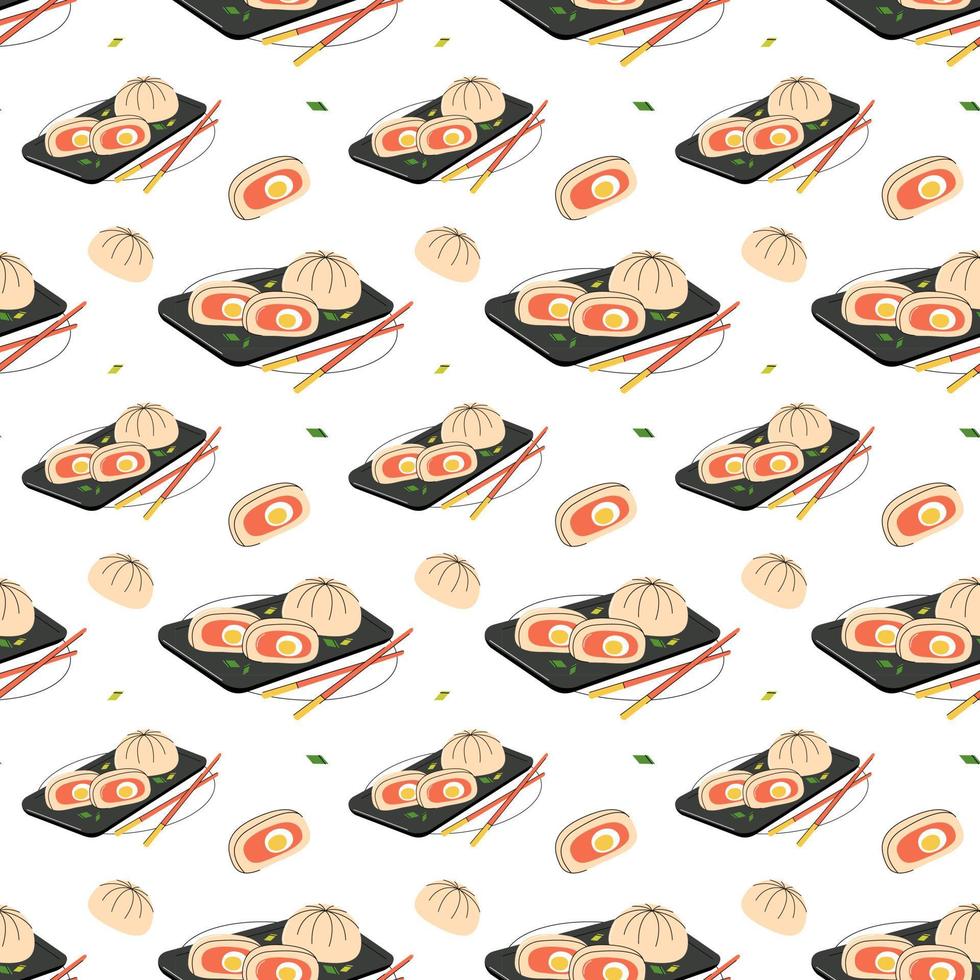 bright vector illustration of Asian food. Vietnamese menu, Asian dishes for menus and restaurants.