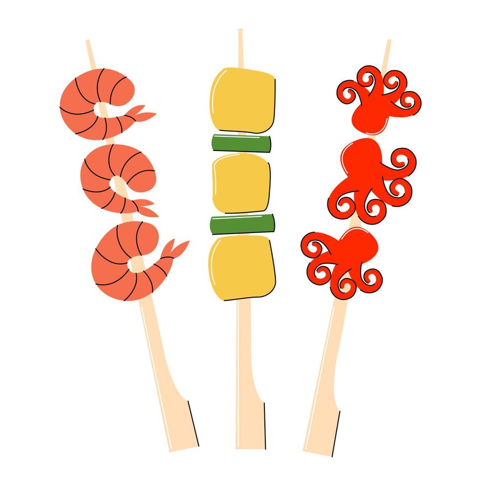 bright vector illustration of Asian food. Japanese menu, Asian dishes for menus and restaurants.