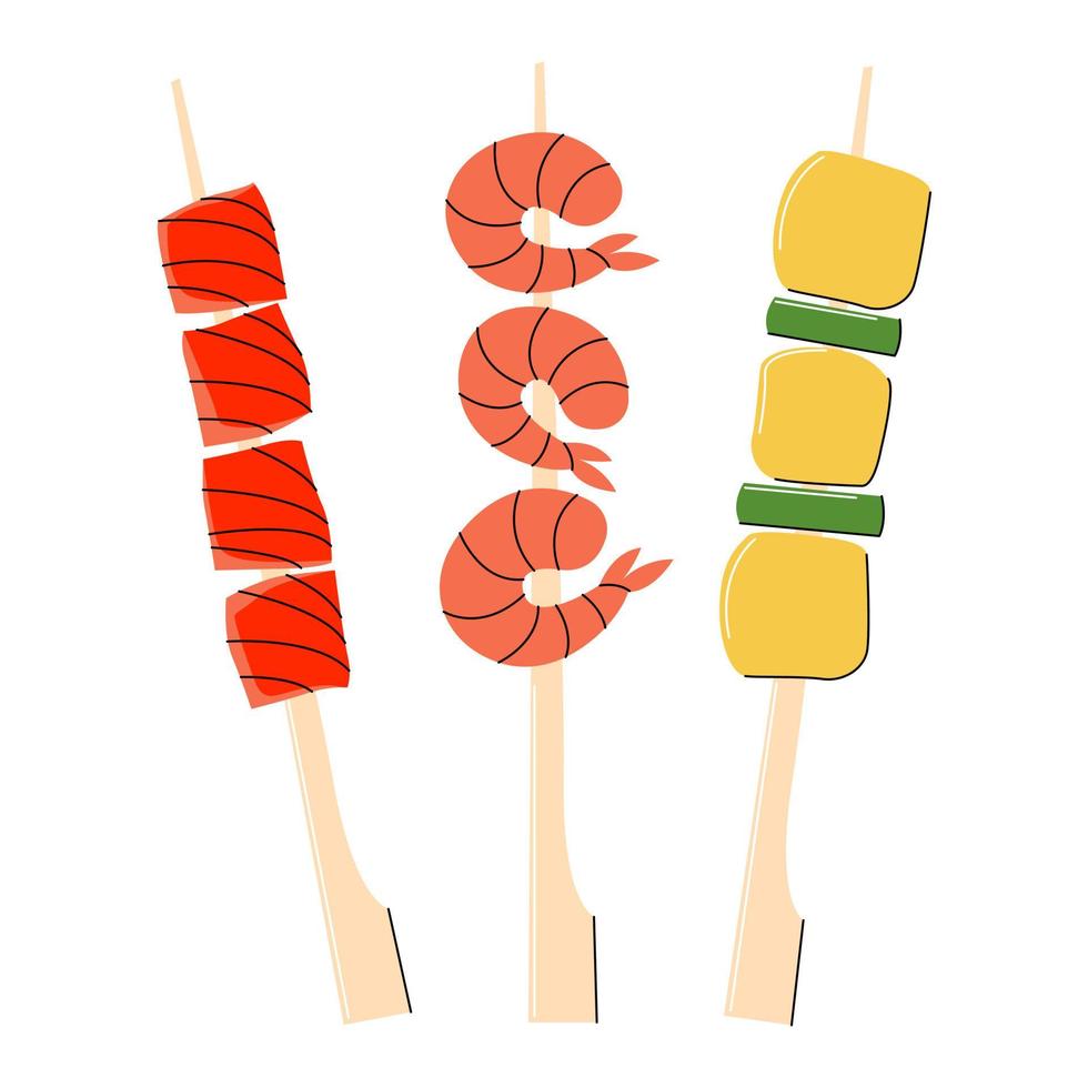 bright vector illustration of Asian food. Japanese menu, Asian dishes for menus and restaurants.