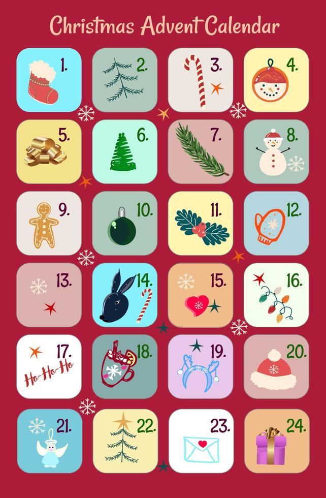 Advent calendar Happy Christmas vector