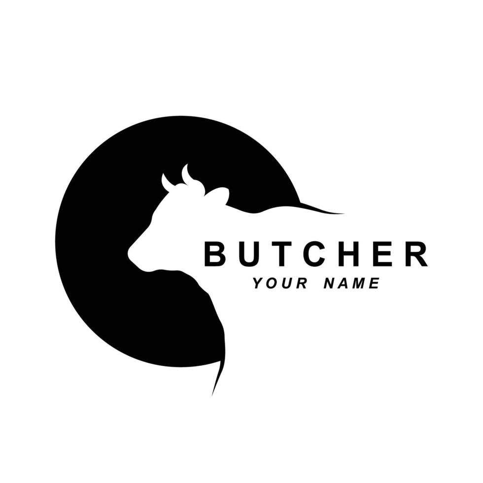 butcher logo vector with slogan template