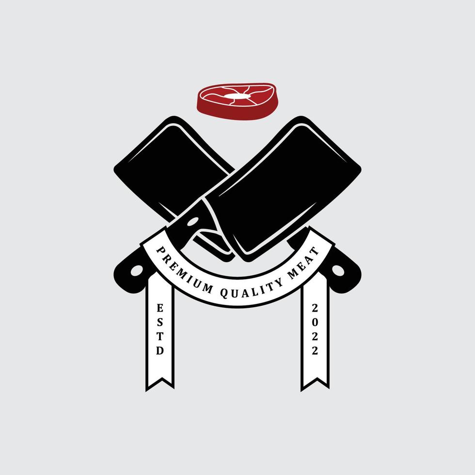 butcher logo vector with slogan template