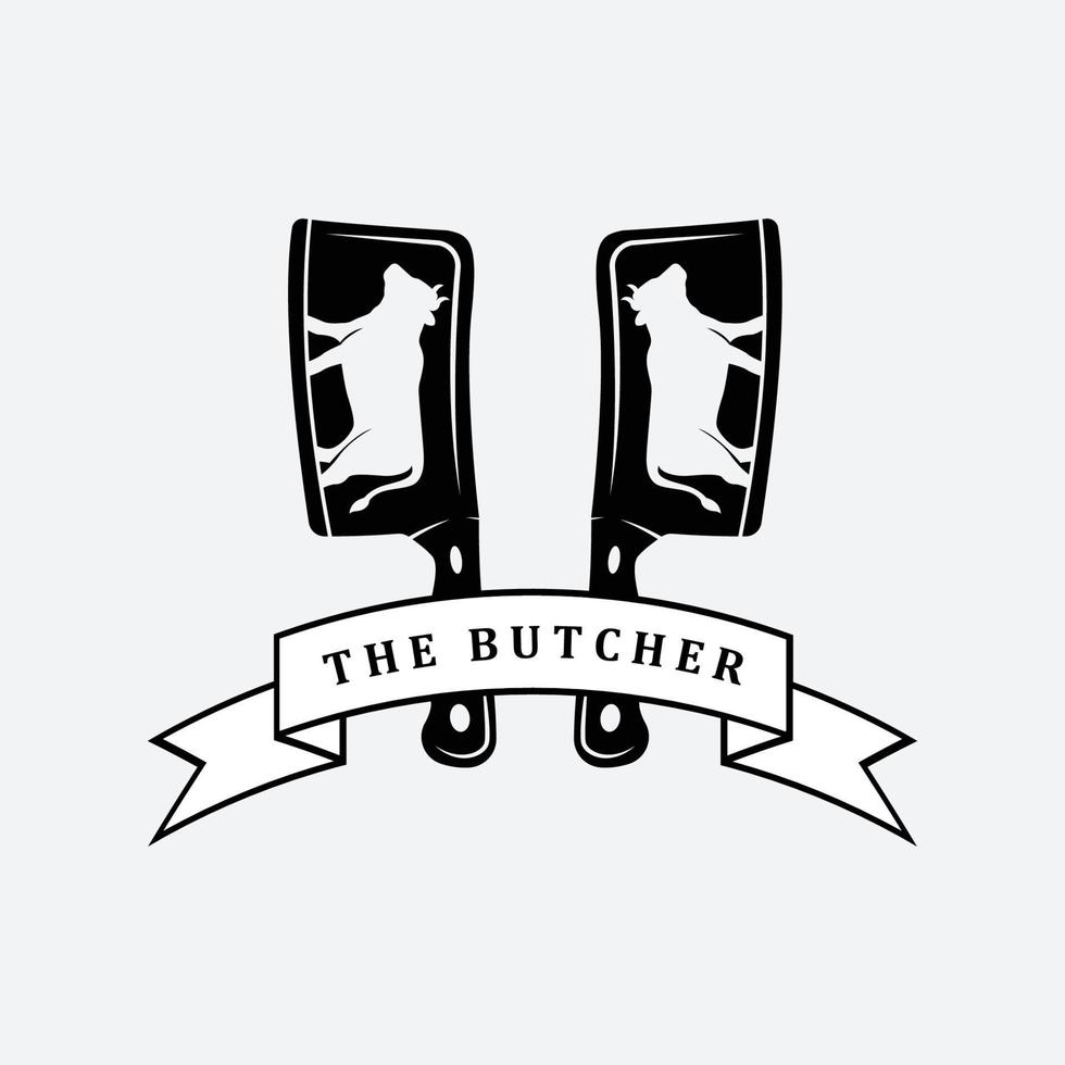 butcher logo vector with slogan template