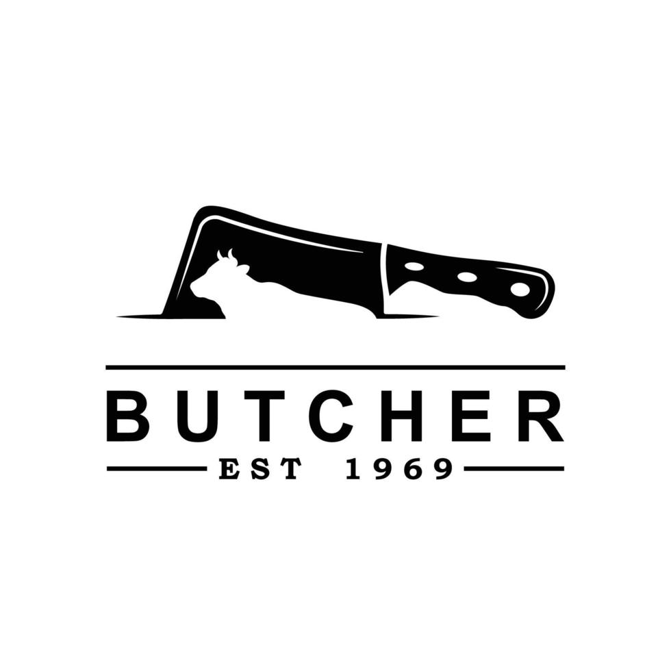 butcher logo vector with slogan template