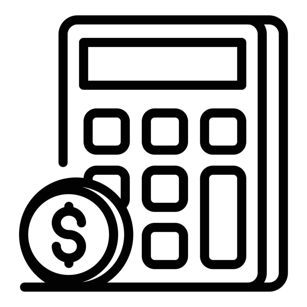 Calculation of money icon, outline style vector