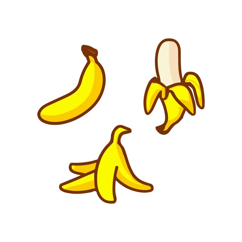 icono de fruta de diseño plano de plátano. conjunto de iconos de plátano. vector. vector