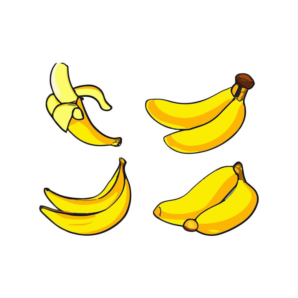 icono de fruta de diseño plano de plátano. conjunto de iconos de plátano. vector. vector