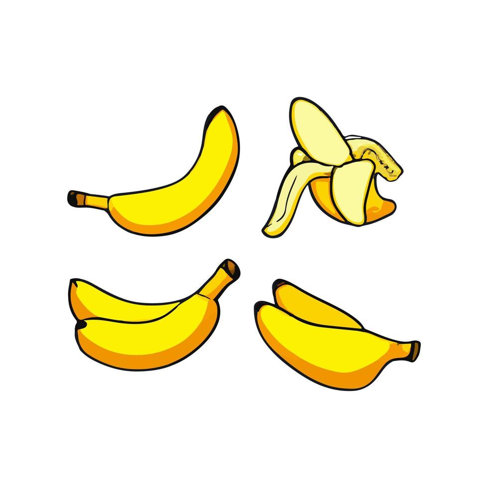 icono de fruta de diseño plano de plátano. conjunto de iconos de plátano. vector. vector