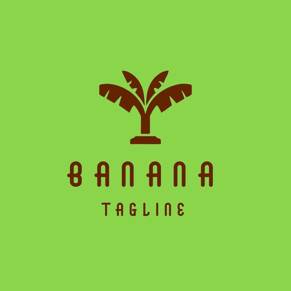 Flat Style Tree Banana Logo Design. vector