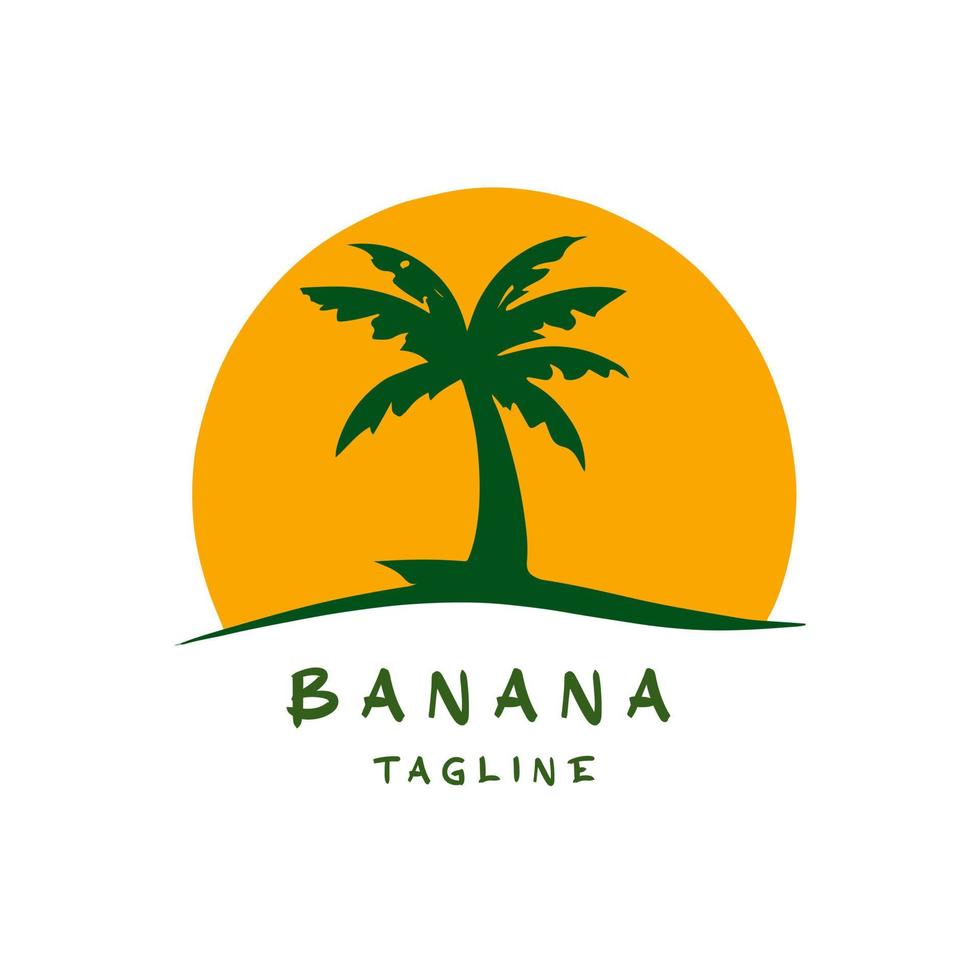 Flat Style Tree Banana Logo Design. vector