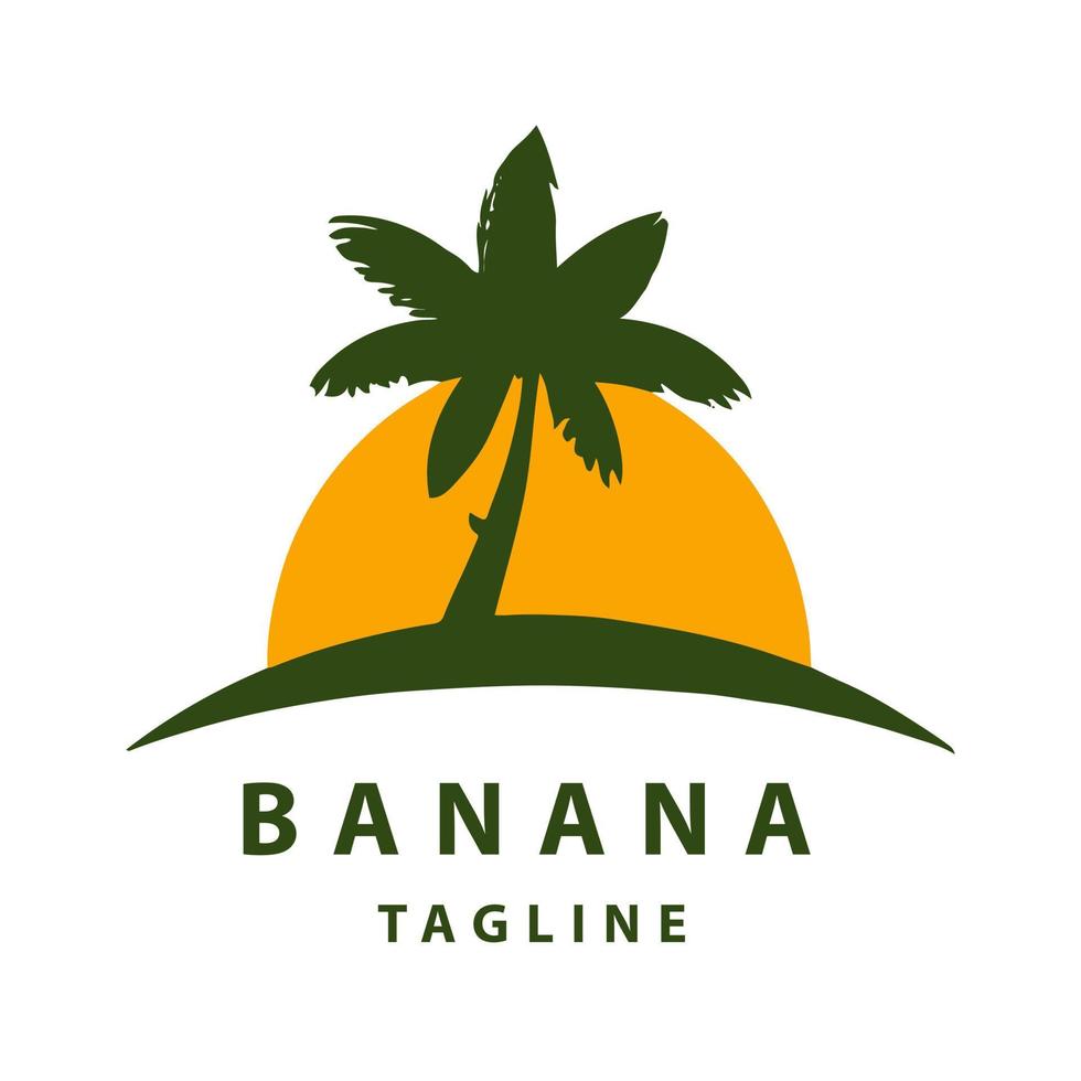 Flat Style Tree Banana Logo Design. vector