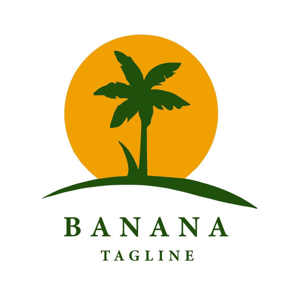 Flat Style Tree Banana Logo Design. vector
