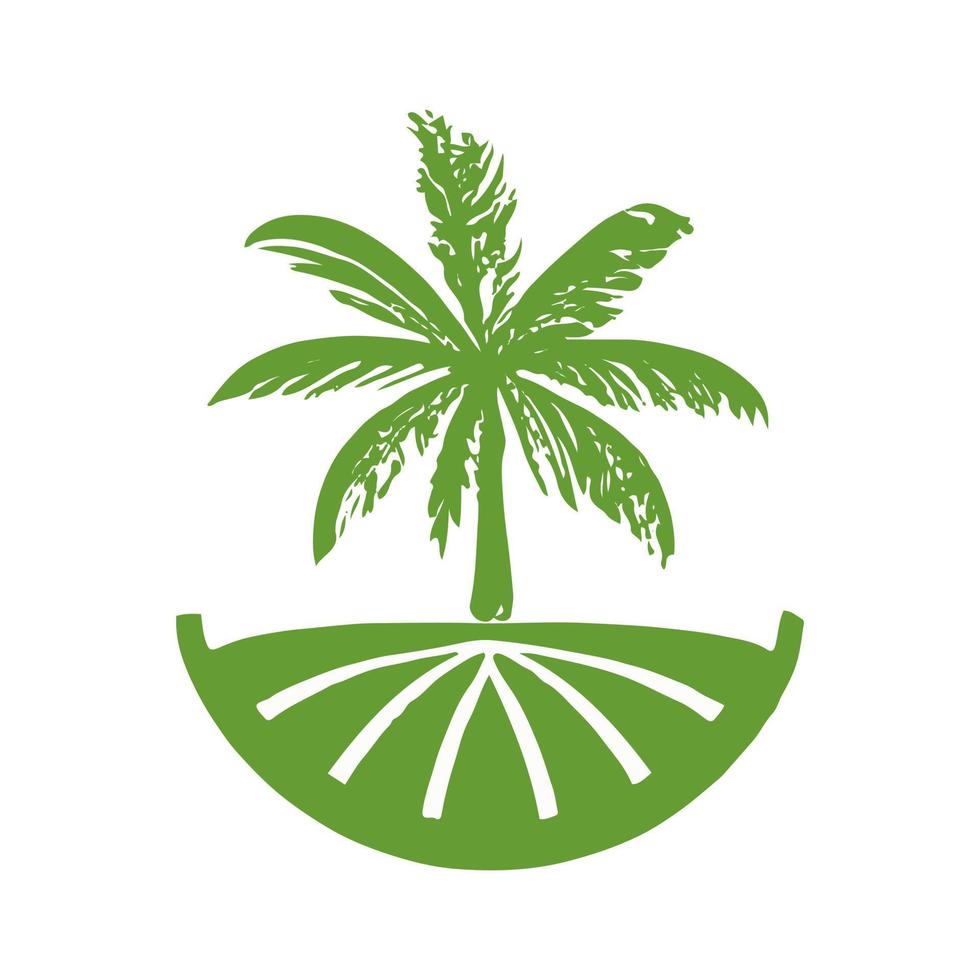 Flat Style Tree Banana Logo Design. vector
