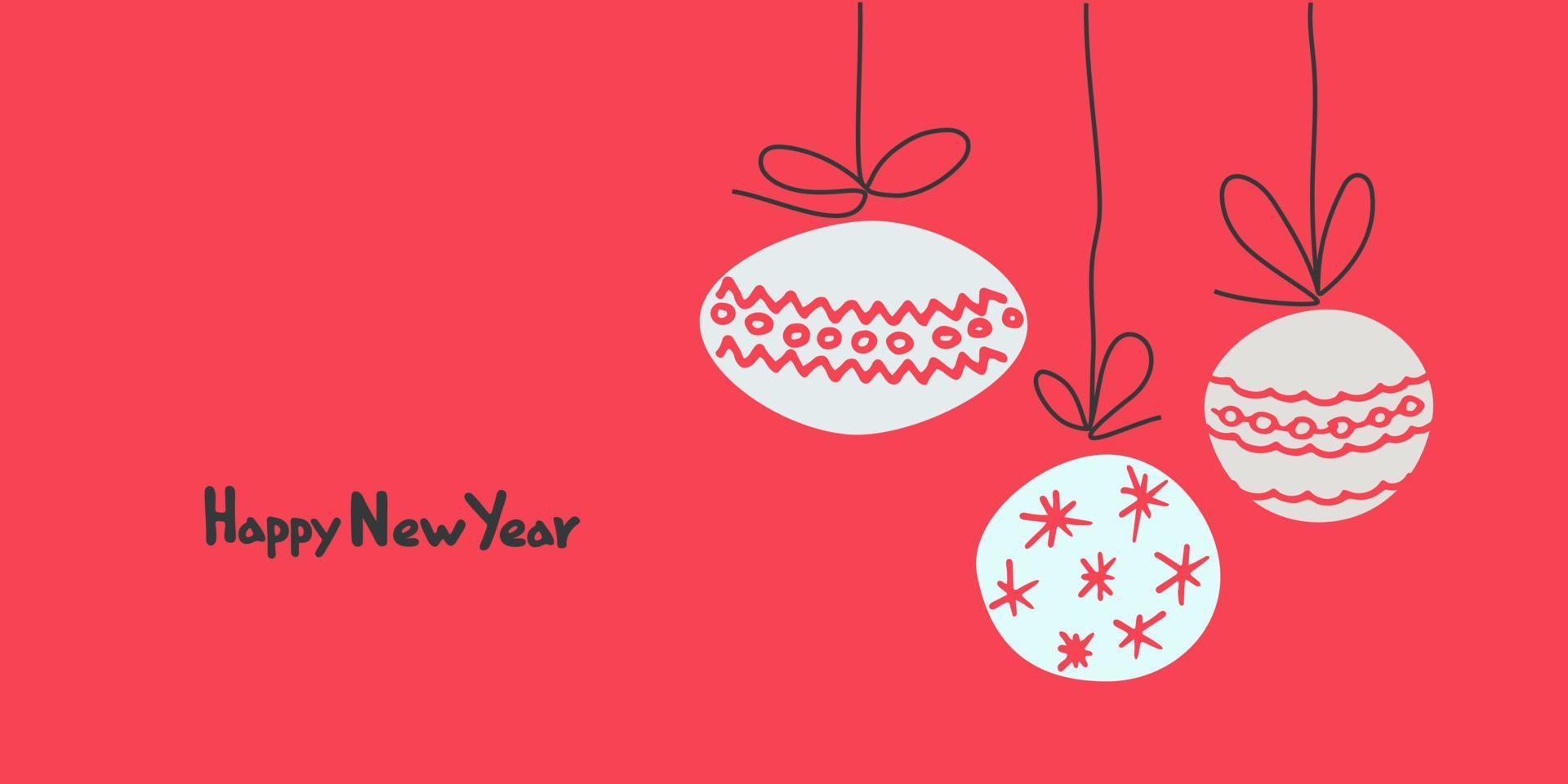 Happy New Year 2023 greeting card template. Stylish Scandinavian design with hand drawn  lettering vector