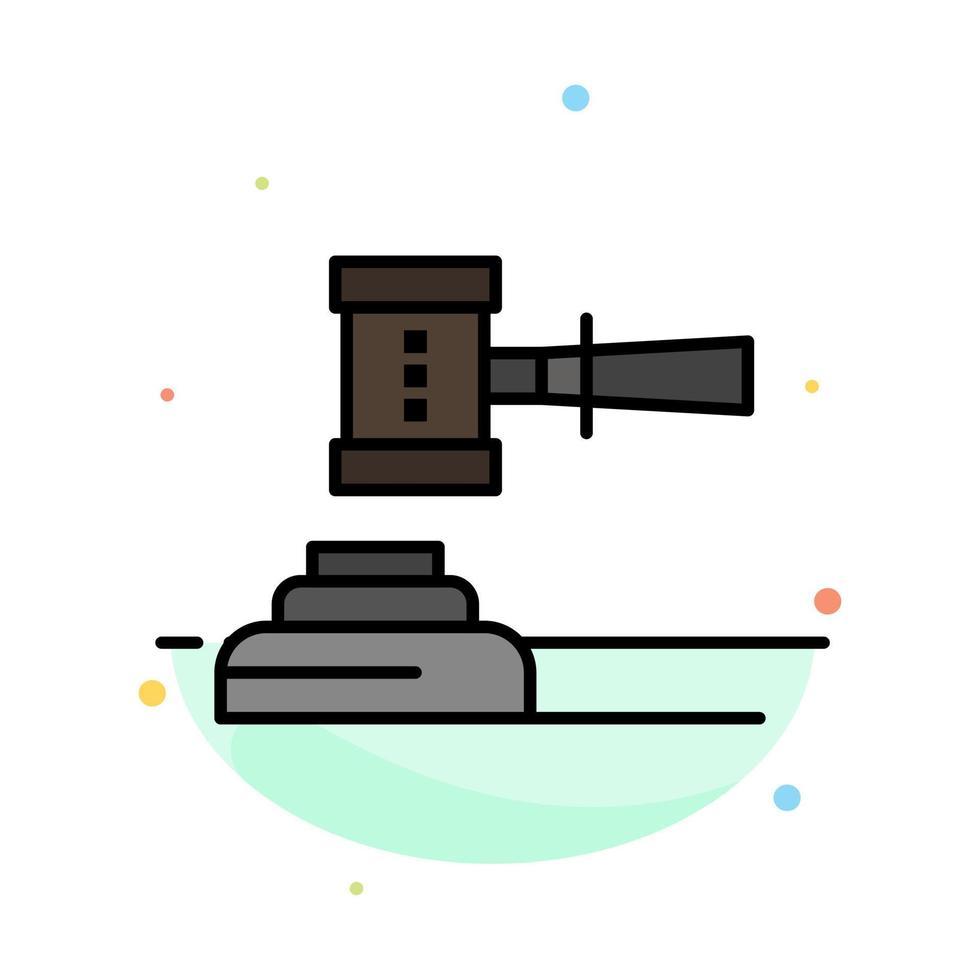 Law Action Auction Court Gavel Hammer Judge Legal Abstract Flat Color Icon Template vector