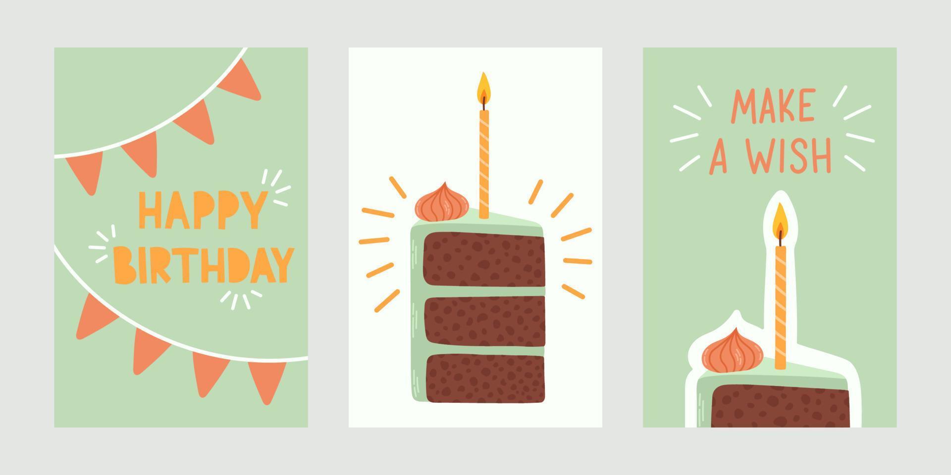 Set of birthday greeting cards design. Vector illustration eps 10