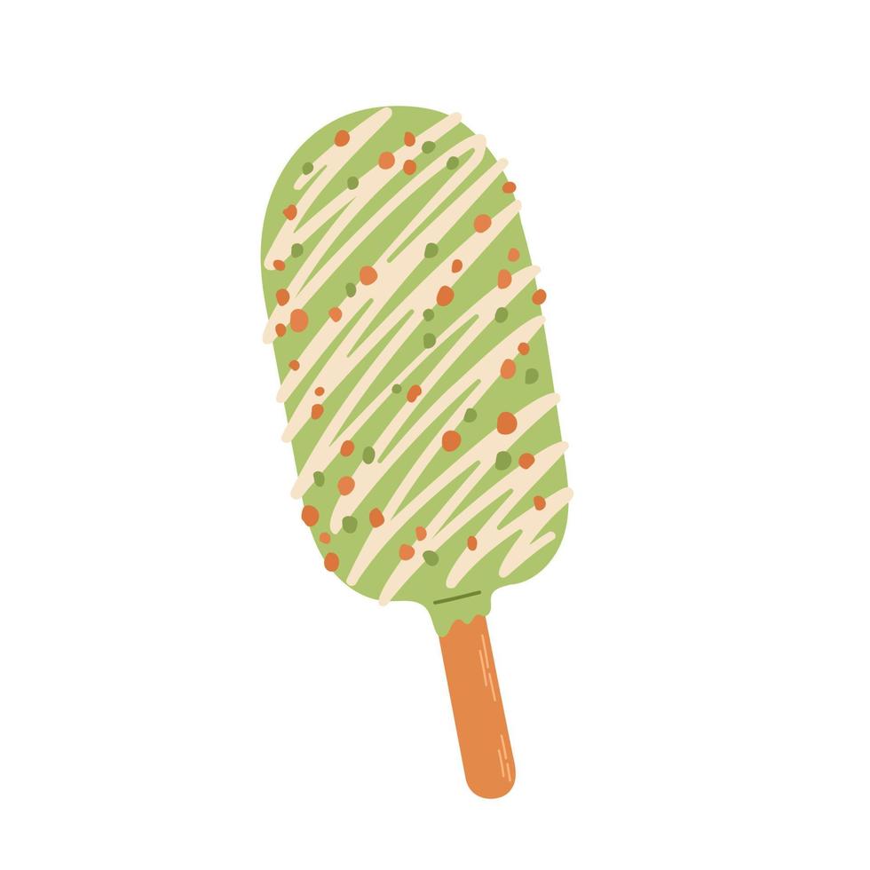 icono de helado matcha ilustración vectorial aislada para pegatinas, postales, cuaderno vector