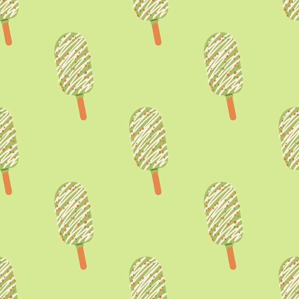 patrón sin costuras de helado matcha sobre fondo verde matcha, vector para fondos de pantalla, cuadernos