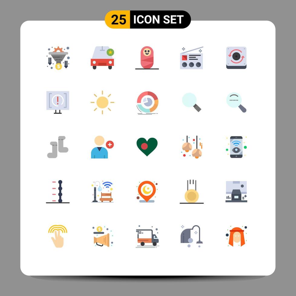 25 Thematic Vector Flat Colors and Editable Symbols of sound computing child radio marketing Editable Vector Design Elements