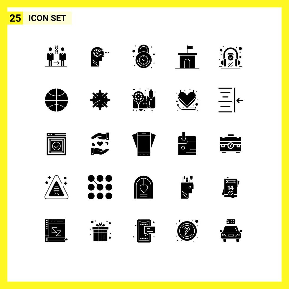 25 Universal Solid Glyphs Set for Web and Mobile Applications mario estate head architecture secure Editable Vector Design Elements